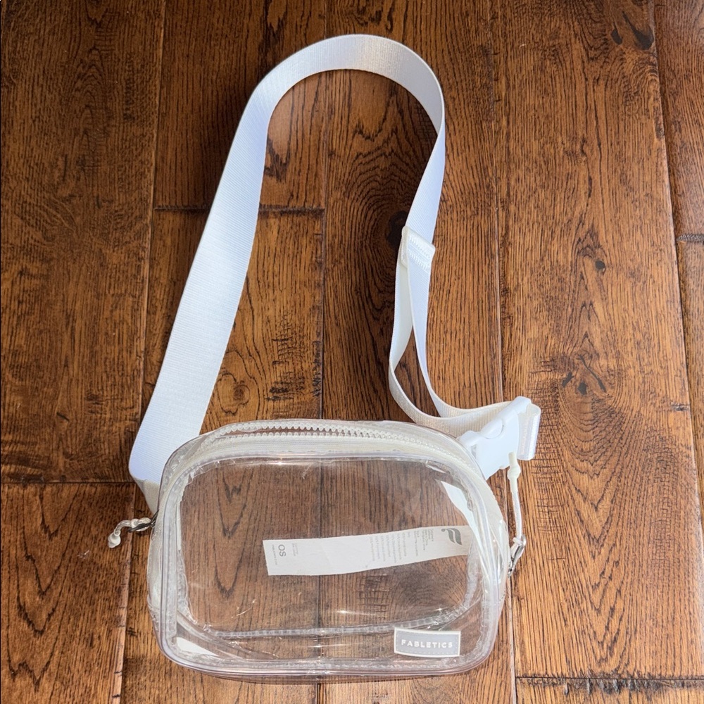 Fabletics The Belt Bag in Transparent w/White Adjustable Strap